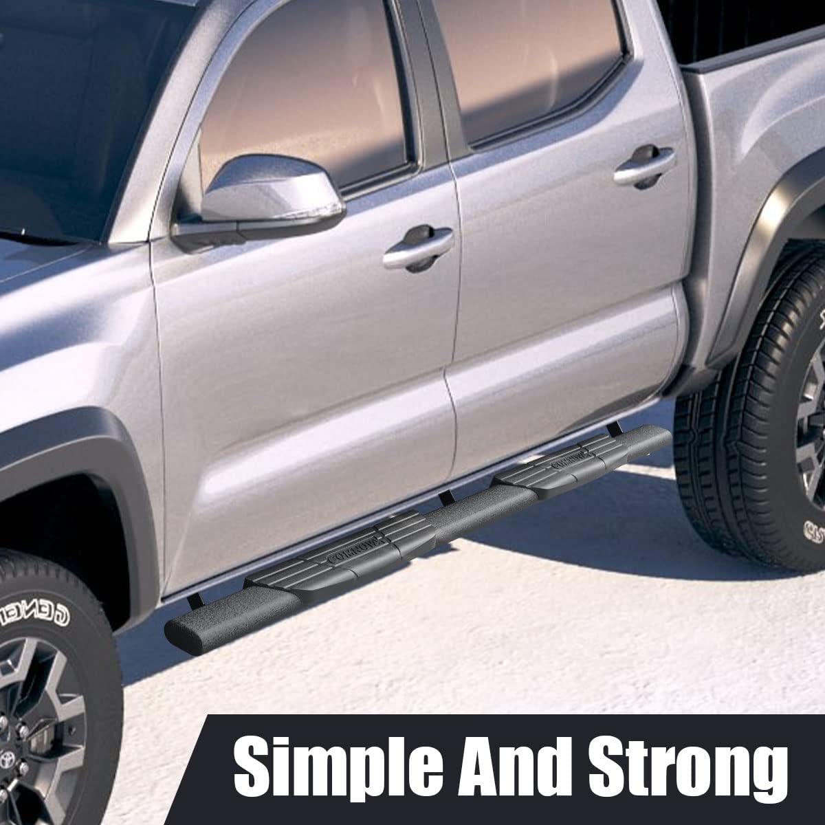 COMNOVA 4.5" Running Boards Compatible with 2019-2024 Chevy Silverado/GMC Sierra 1500 Crew Cab & 2020-2024 Silverado/sierra 2500hd 3500hd Crew Cab, Oval Texturel Nerf Bars 8X Style. COMNOVA AUTOPART