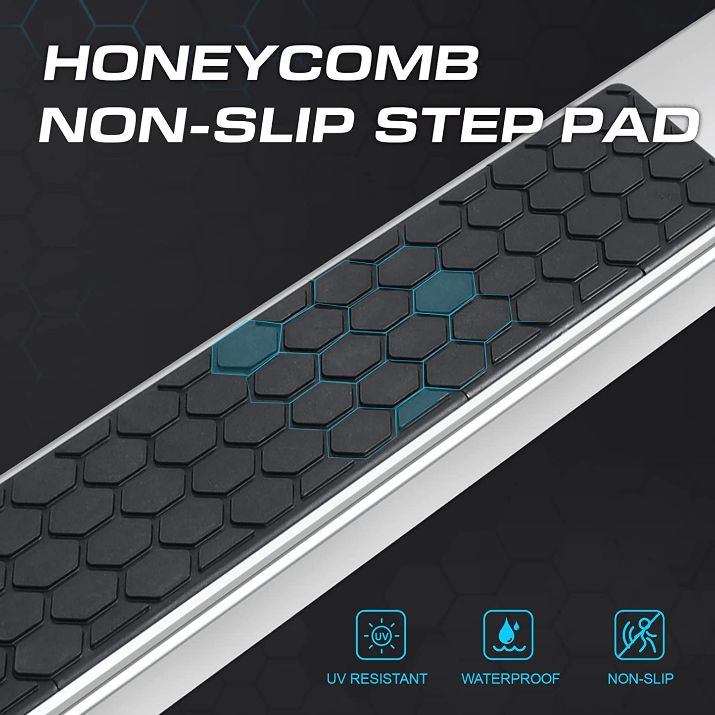 Stainless Steel Running Boards Compatible with 2007-2018 Chevy Silverado/GMC Sierra 1500 2500 3500 Crew Cab & 2019 Silverado/Sierra 2500HD 3500HD Crew Cab DH6 Style.-COMNOVA AUTOPART