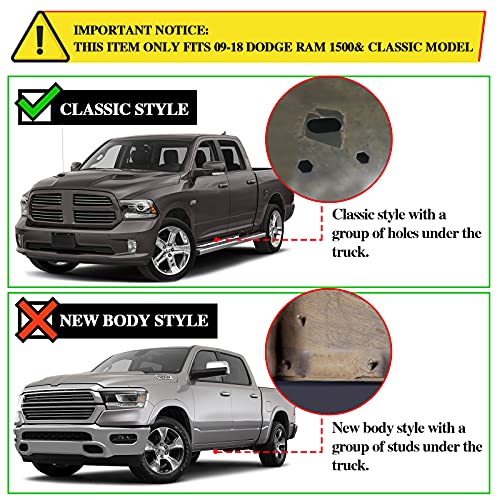 Running Boards for 2009-2018 Dodge Ram 1500 Crew Cab/2010-2024 Ram 2500 3500 Crew Cab H6 Style.- COMNOVA AUTOPART