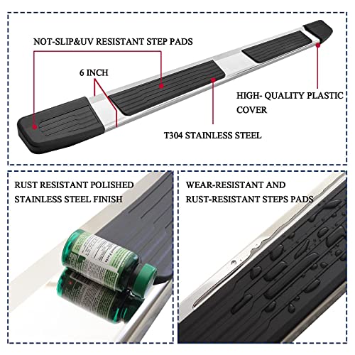 Running Boards Compatible with 2019-2024 Chevy Silverado/GMC Sierra 1500 Crew Cab, 2020-2024 Silverado/Sierra 2500HD 3500HD Crew Cab S6 Style.- COMNOVA AUTOPART