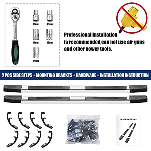 Running Boards Compatible with 2019-2024 Chevy Silverado/GMC Sierra 1500 Crew Cab, 2020-2024 Silverado/Sierra 2500HD 3500HD Crew Cab S6 Style.- COMNOVA AUTOPART