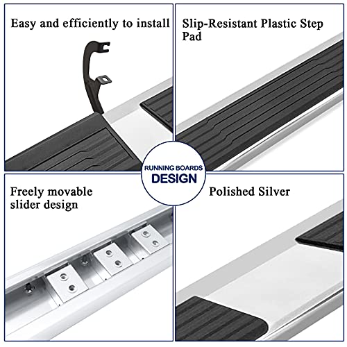 Running Boards Compatible with 2019-2024 Chevy Silverado/GMC Sierra 1500 Crew Cab, 2020-2024 Silverado/Sierra 2500HD 3500HD Crew Cab S6 Style.- COMNOVA AUTOPART