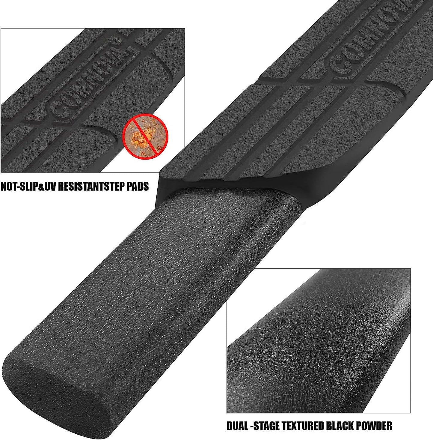 COMNOVA 4.5" Running Boards Compatible with 2019-2024 Chevy Silverado/GMC Sierra 1500 Crew Cab & 2020-2024 Silverado/sierra 2500hd 3500hd Crew Cab, Oval Texturel Nerf Bars 8X Style. COMNOVA AUTOPART