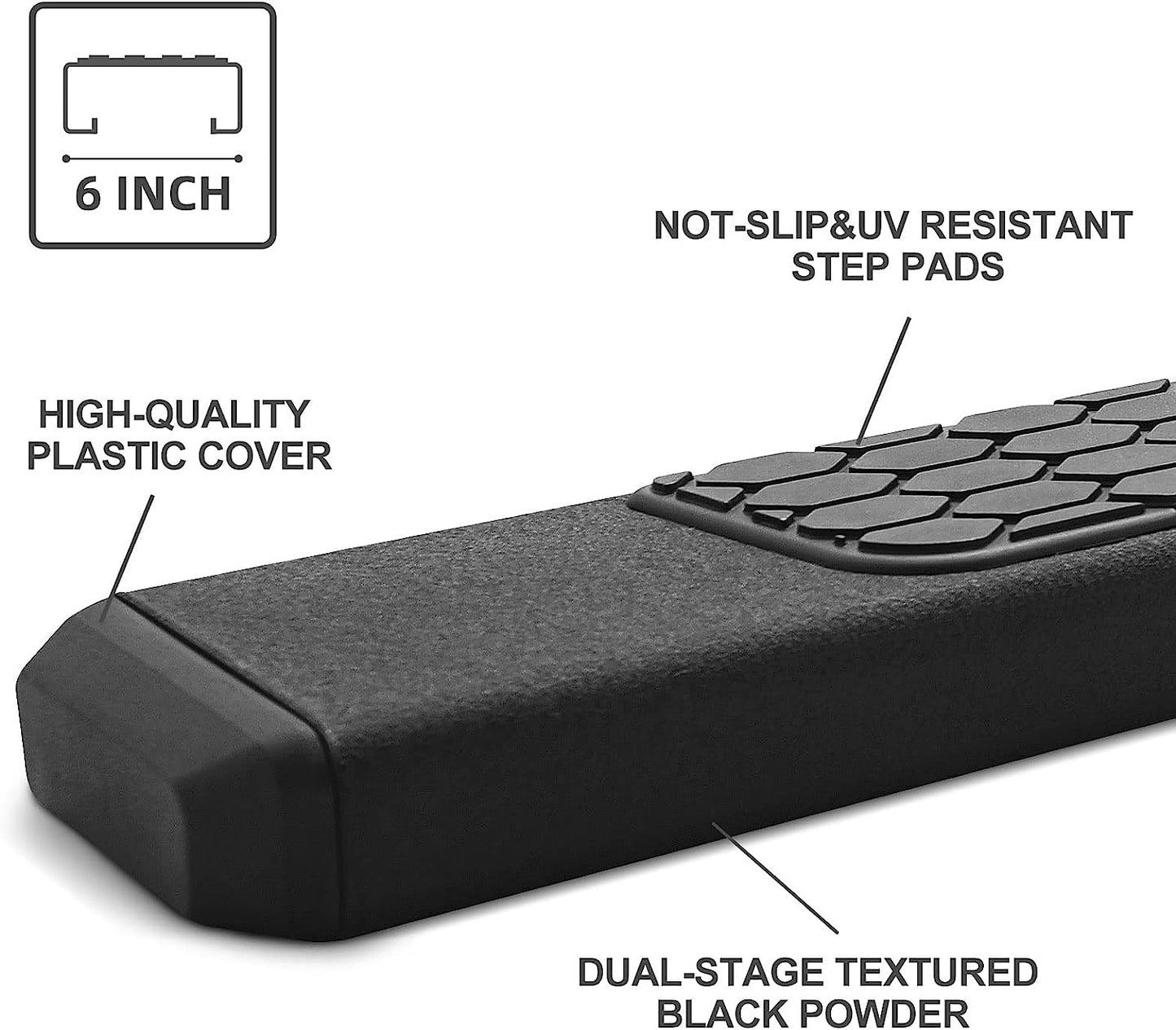 Running Boards for 2019-2024 Dodge Ram 1500 Crew Cab New Body Style D6 Style.- COMNOVA AUTOPART