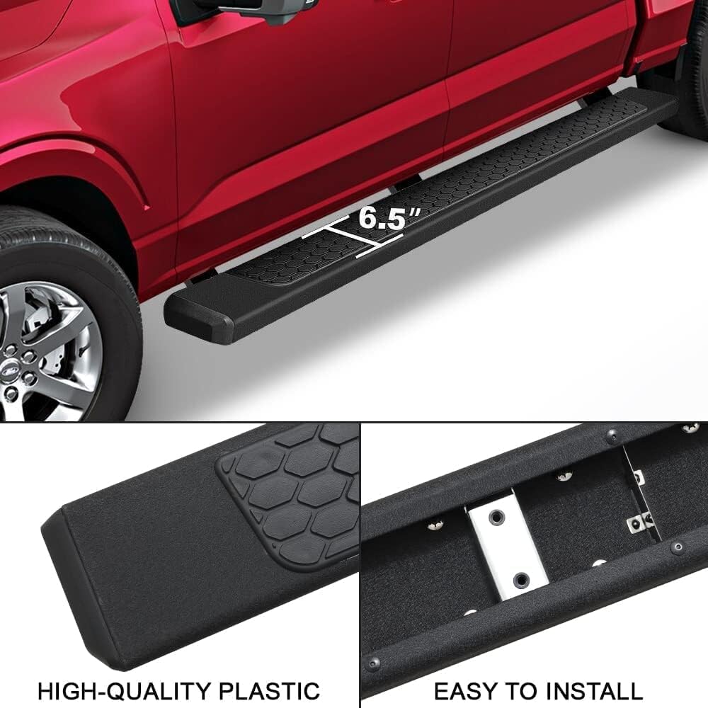 Black Running Boards for 2007-2018 Jeep Wrangler JK 4 Doors D6 Style. - COMNOVA AUTOPART