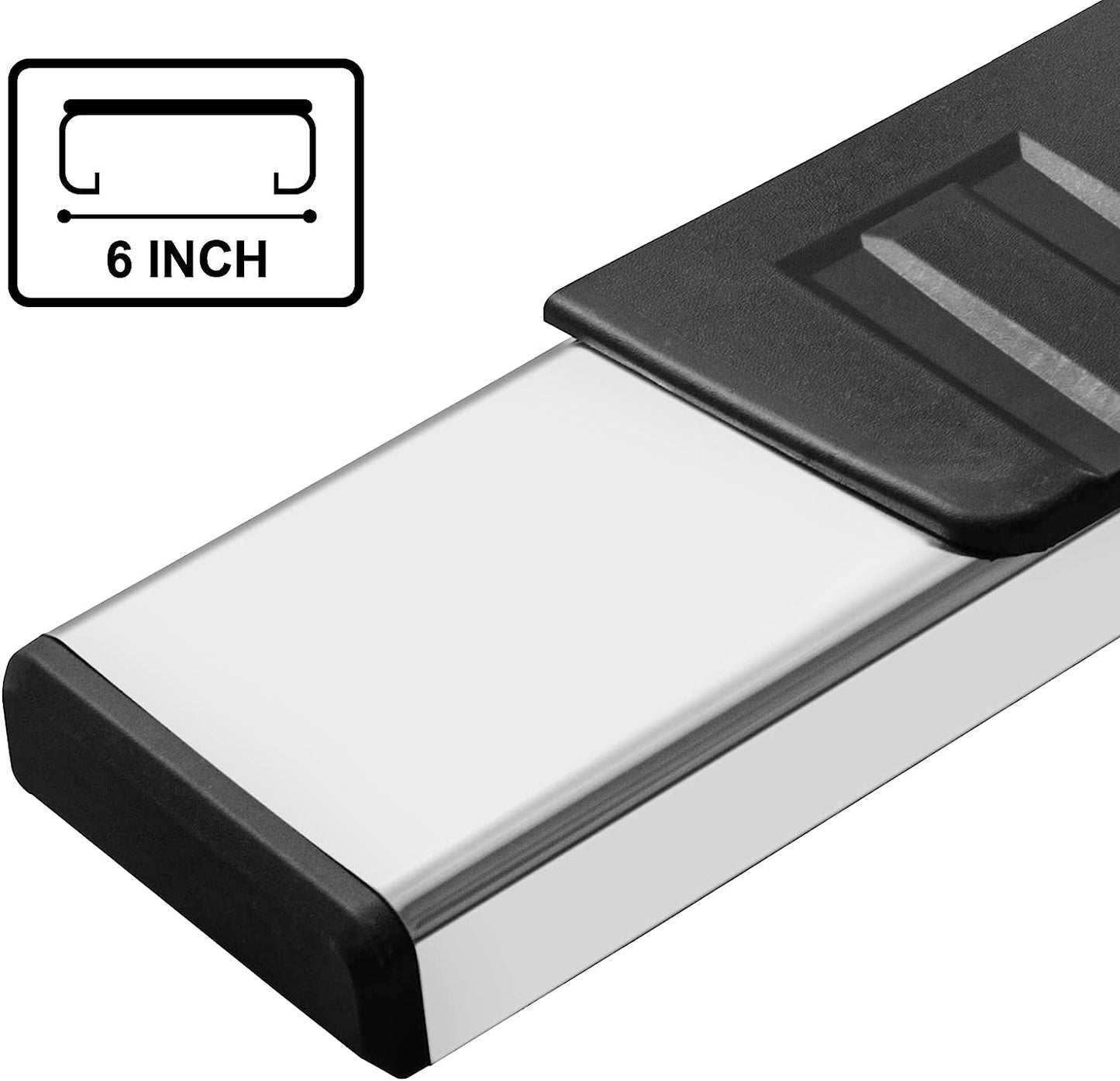 Running Boards Compatible with 2019-2024 Chevy Silverado/Gmc Sierra 1500 ; 2022-2024 2500 / 3500 Regular Cab, Stainless Steel Side Steps H6 Style.- COMNOVA AUTOPART