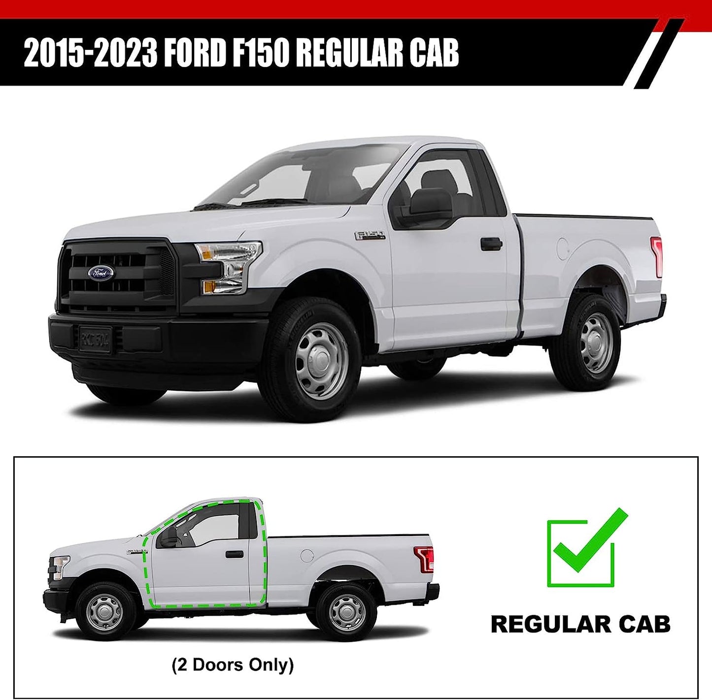 Running Boards Compatible with 2015-2023 Ford F150 Regular/Standard/Single Cab H6 Style. - COMNOVA AUTOPART