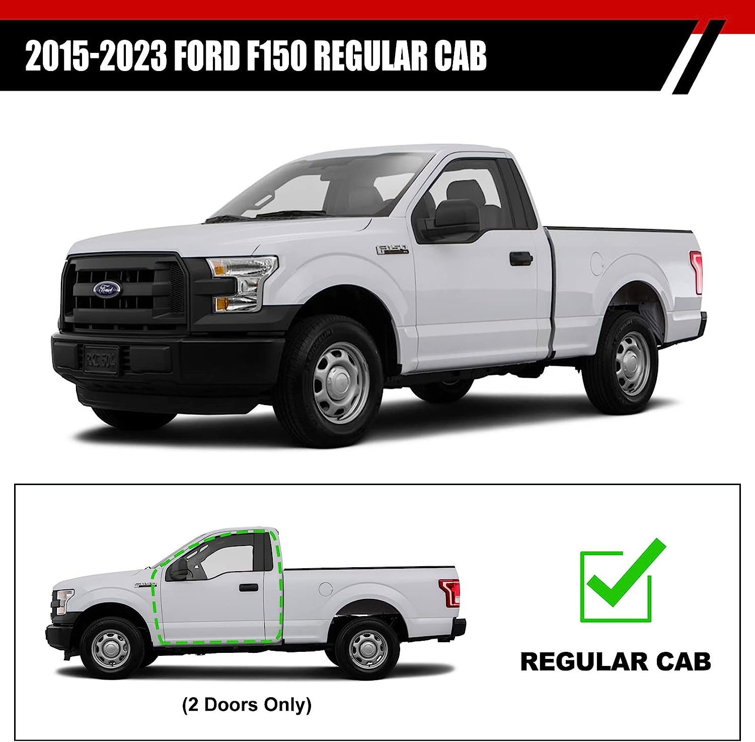 Running Boards Compatible with 2015-2023 Ford F150 Regular/Standard/Single Cab H6 Style. - COMNOVA AUTOPART