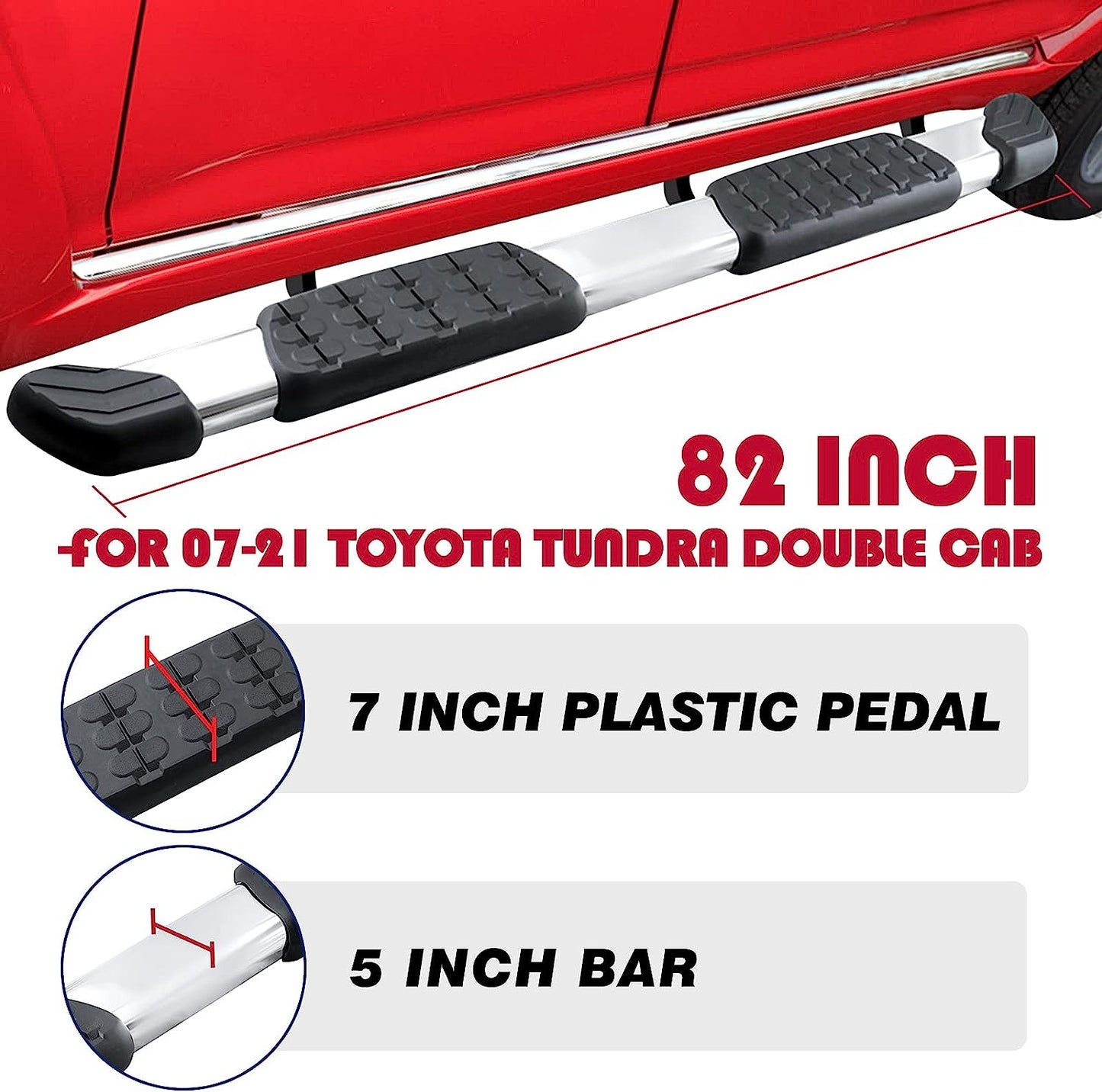 Running Boards Nerf Bars Compatible for 2007-2021 Toyota Tundra Double Cab C43 Style. - COMNOVA AUTOPART