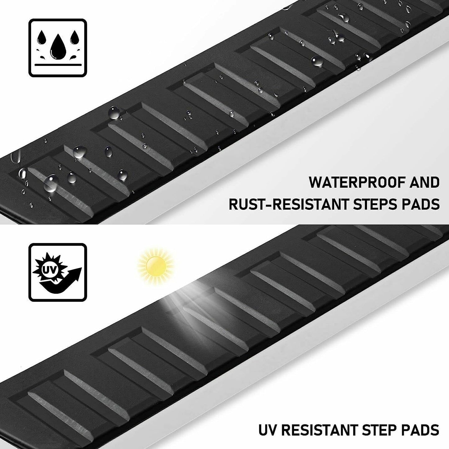 Running Boards Compatible with 2019-2024 Ford Ranger Super Crew Cab with 4 Full Size Doors, Stainless Steel Side Steps H6 Style. - COMNOVA AUTOPART
