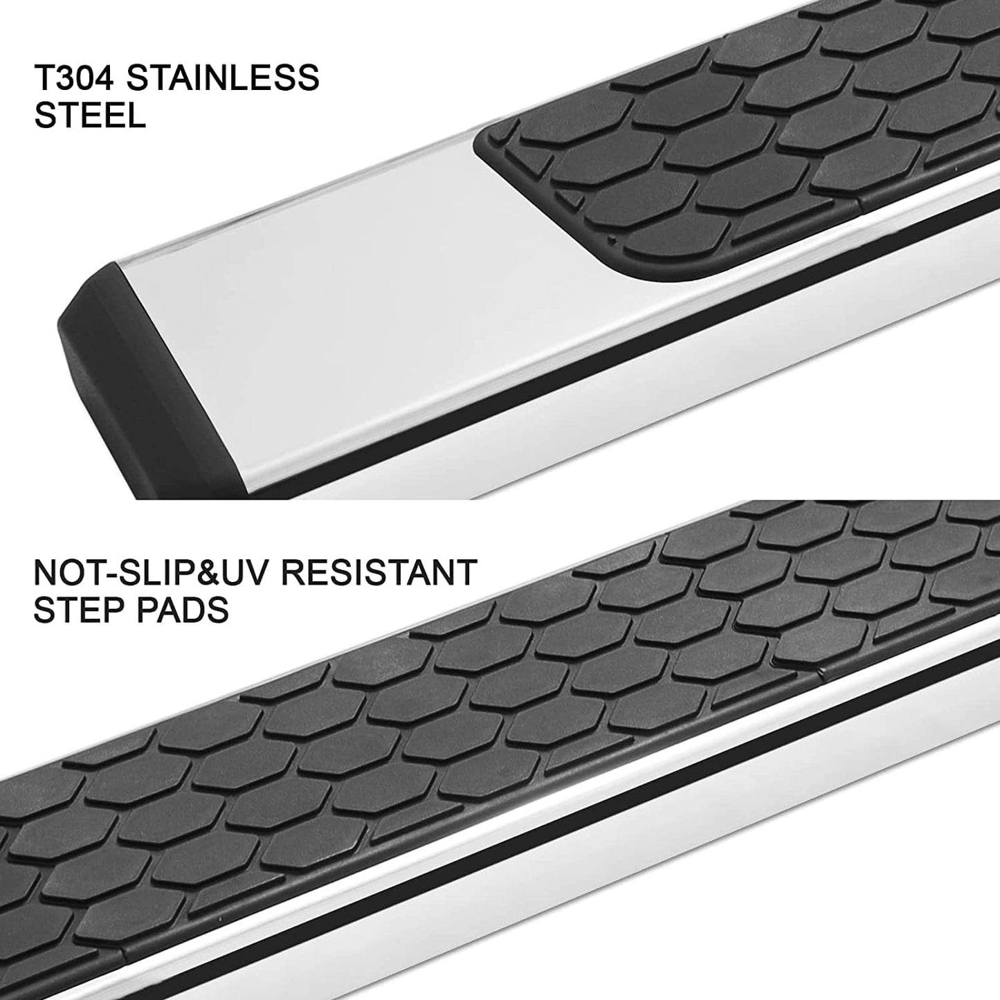 Stainless Steel Running Boards for 2007-2018 Jeep Wrangler JK 4 Doors D6 Style. - COMNOVA AUTOPART