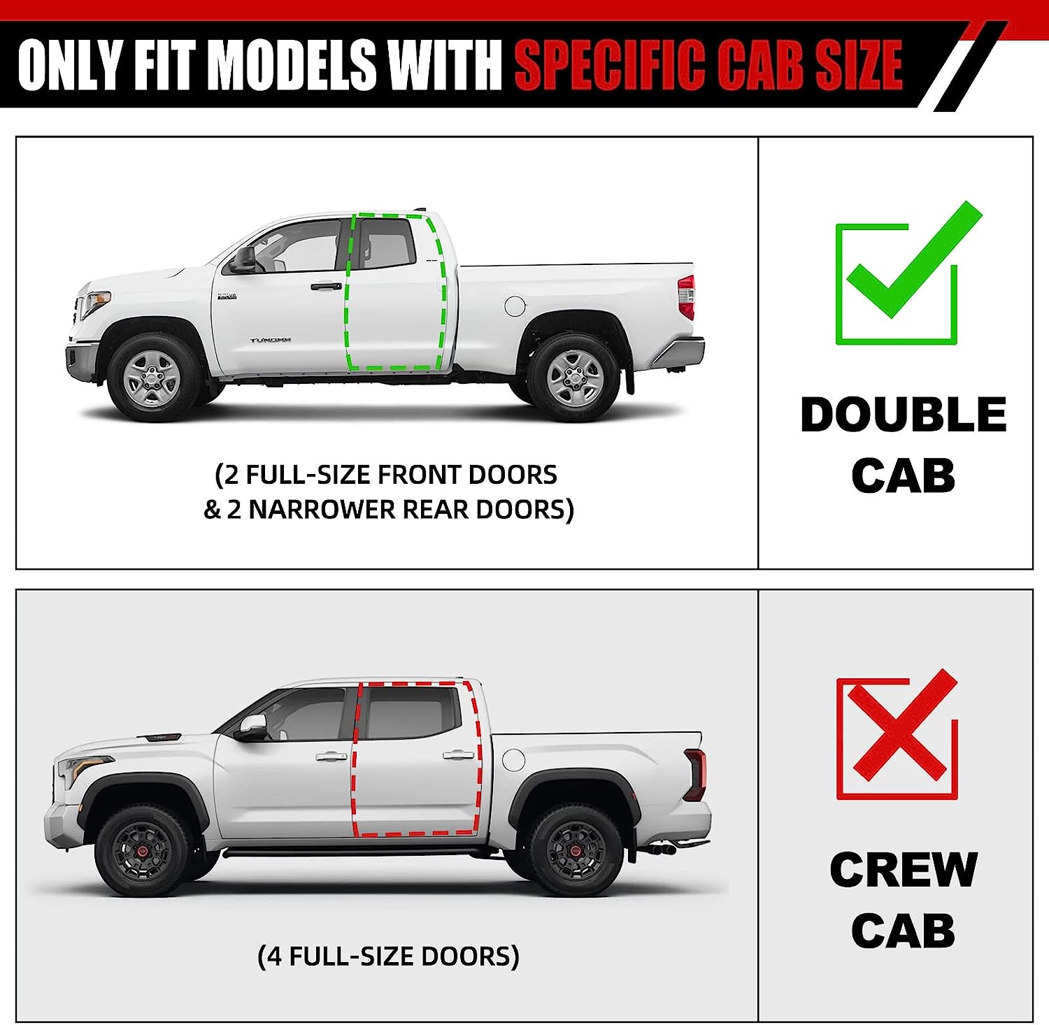 Running Boards Compatible with 2007-2021 Toyota Tundra Double Cab with 3/4 Size Rear Doors, Stainless Steel Side Steps H6 Style. - COMNOVA AUTOPART