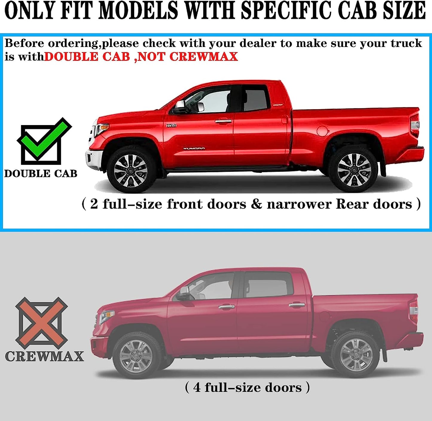 Running Boards Nerf Bars Compatible for 2007-2021 Toyota Tundra Double Cab C43 Style. - COMNOVA AUTOPART