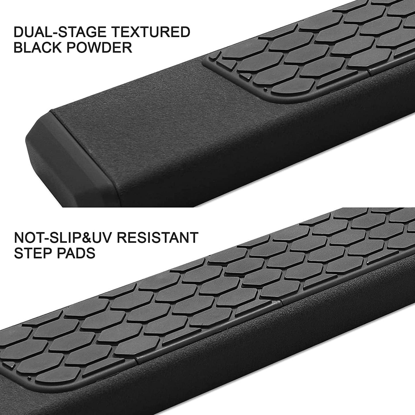 Black Running Boards for 2007-2018 Jeep Wrangler JK 4 Doors D6 Style. - COMNOVA AUTOPART