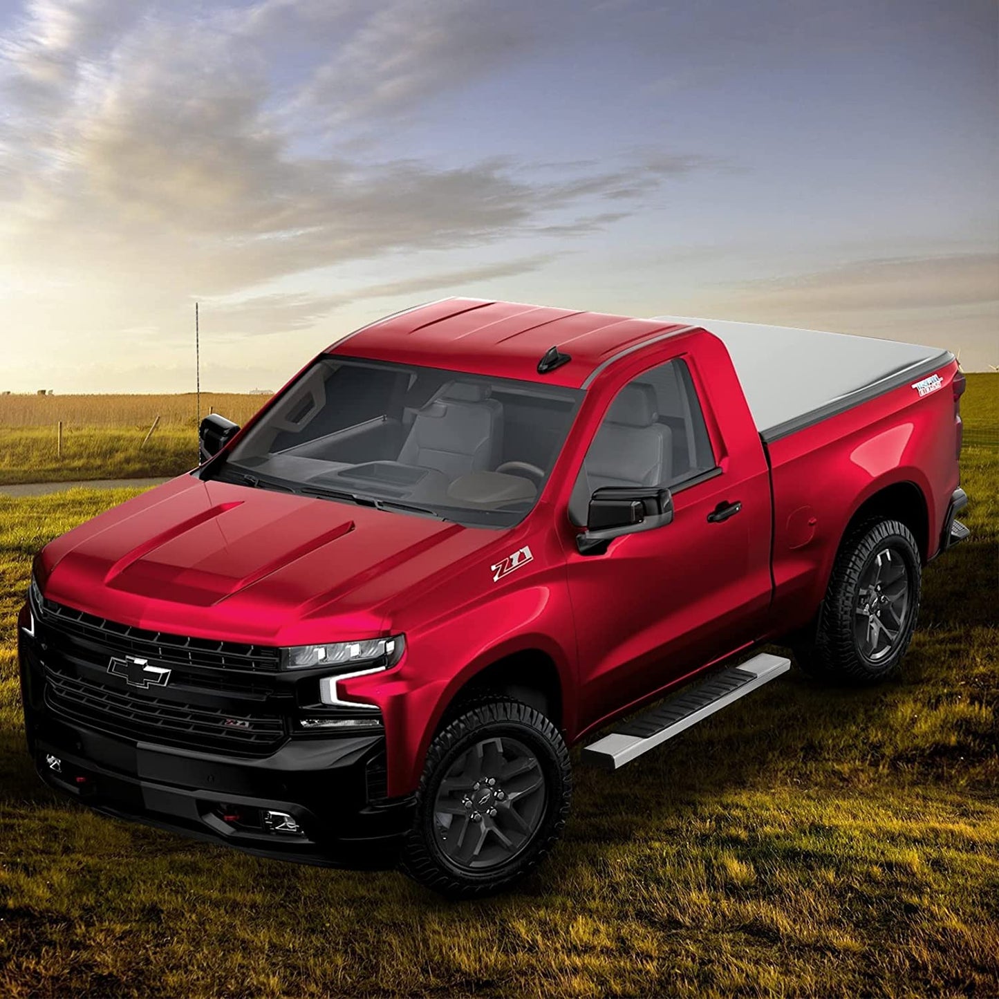 Running Boards Compatible with 2019-2024 Chevy Silverado/Gmc Sierra 1500 ; 2022-2024 2500 / 3500 Regular Cab, Stainless Steel Side Steps H6 Style.- COMNOVA AUTOPART