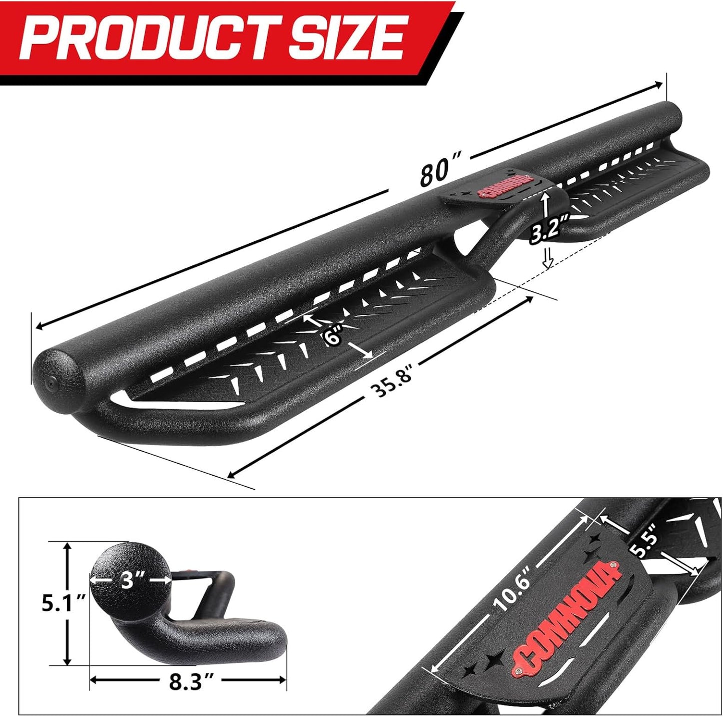 Detailed instructions are included and no special installation tools such as Pneumatic tools are required. Package includes two step bars, bracket and mounting parts.