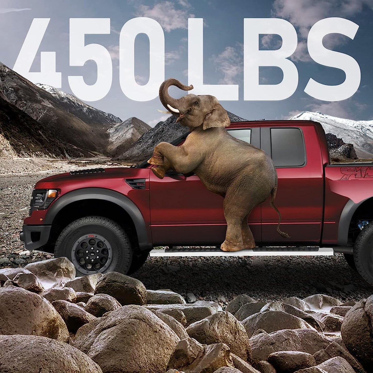 Running Boards Compatible with 2019-2024 Ford Ranger Super Crew Cab with 4 Full Size Doors, Stainless Steel Side Steps H6 Style.- COMNOVA AUTOPART