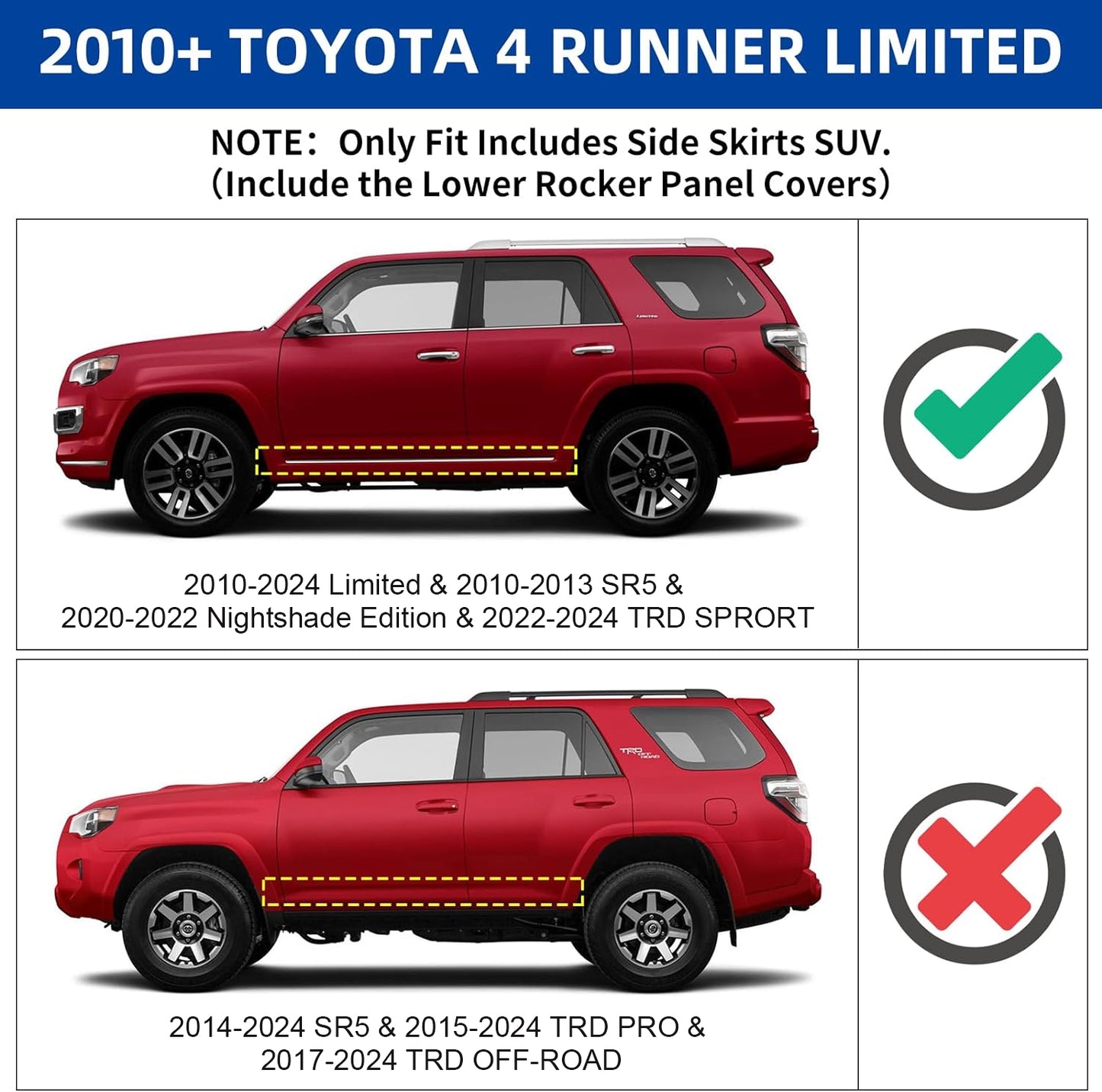 5.5Inch Aluminum Running Boards Compatible with Toyota 4Runner 2010-2024 Limited & 2010-2013 SR5 & 2020-2022 Nightshade Edition & 2022-2024 TRD Sport C73 Style.