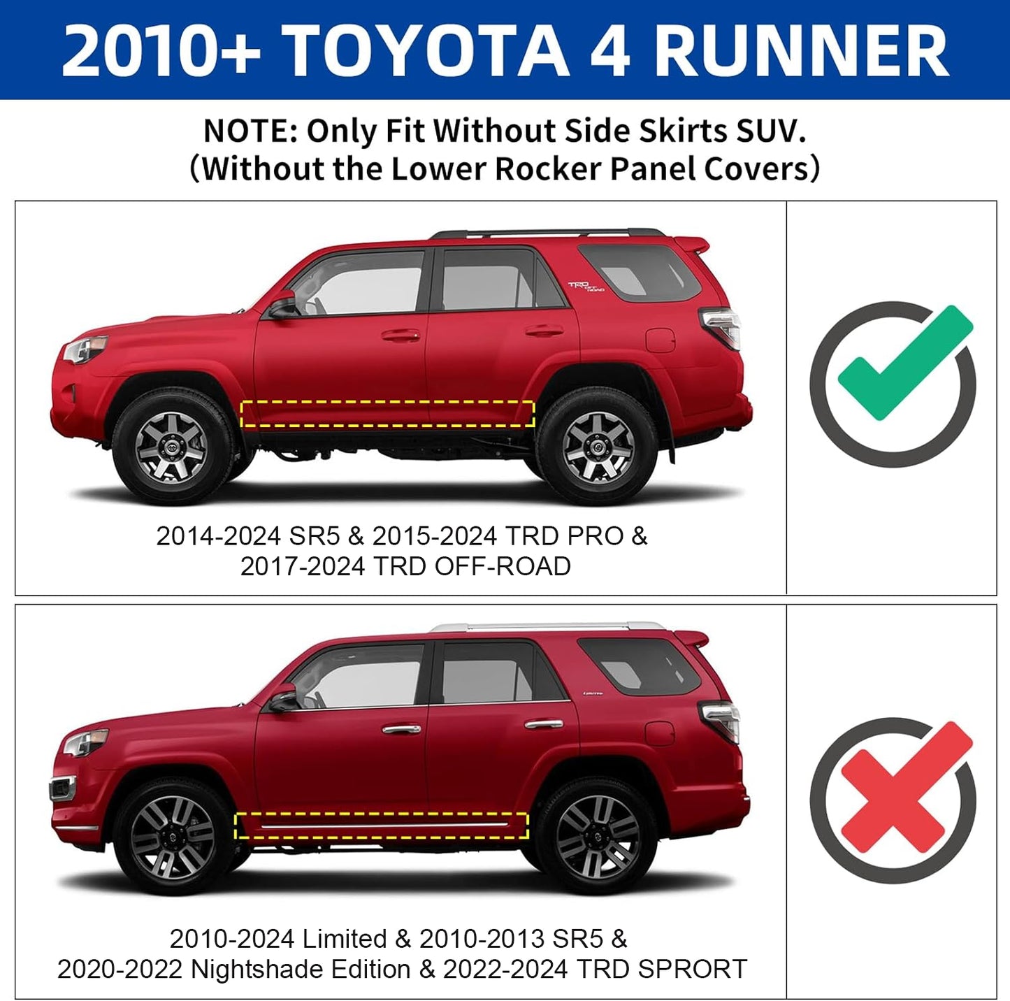 5.5Inch Aluminum Running Boards Compatible with 2010-2024 Toyota 4Runner (Incl. 2014-2024 Sr5 & 2015-2024 TRD Pro & 2017-2024 TRD Off-Road) C73 Style.