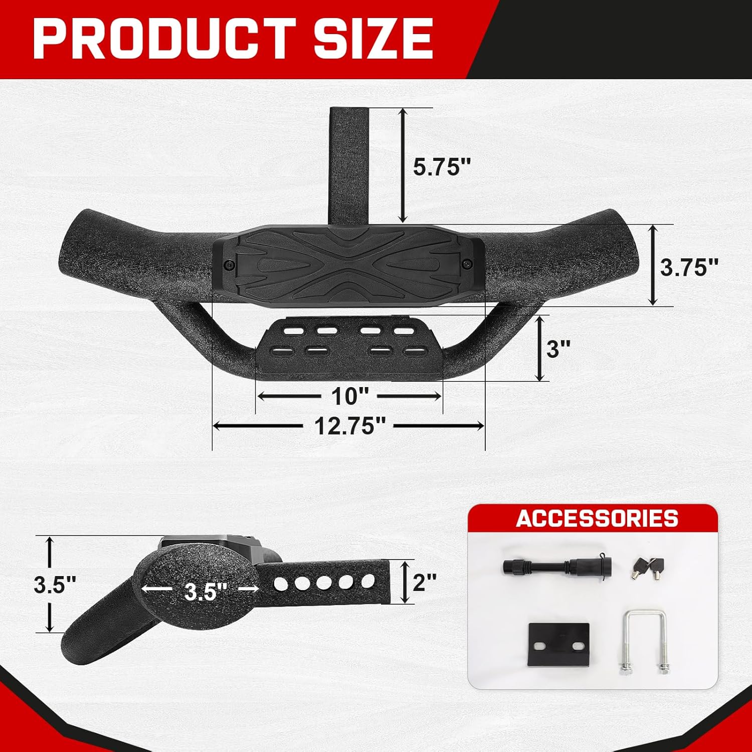 Our rear step is designed with 5 holes for adjustment. You can adjust the trailer hitch steps close or away from the vehicle as needed for optimal comfort and convenience.