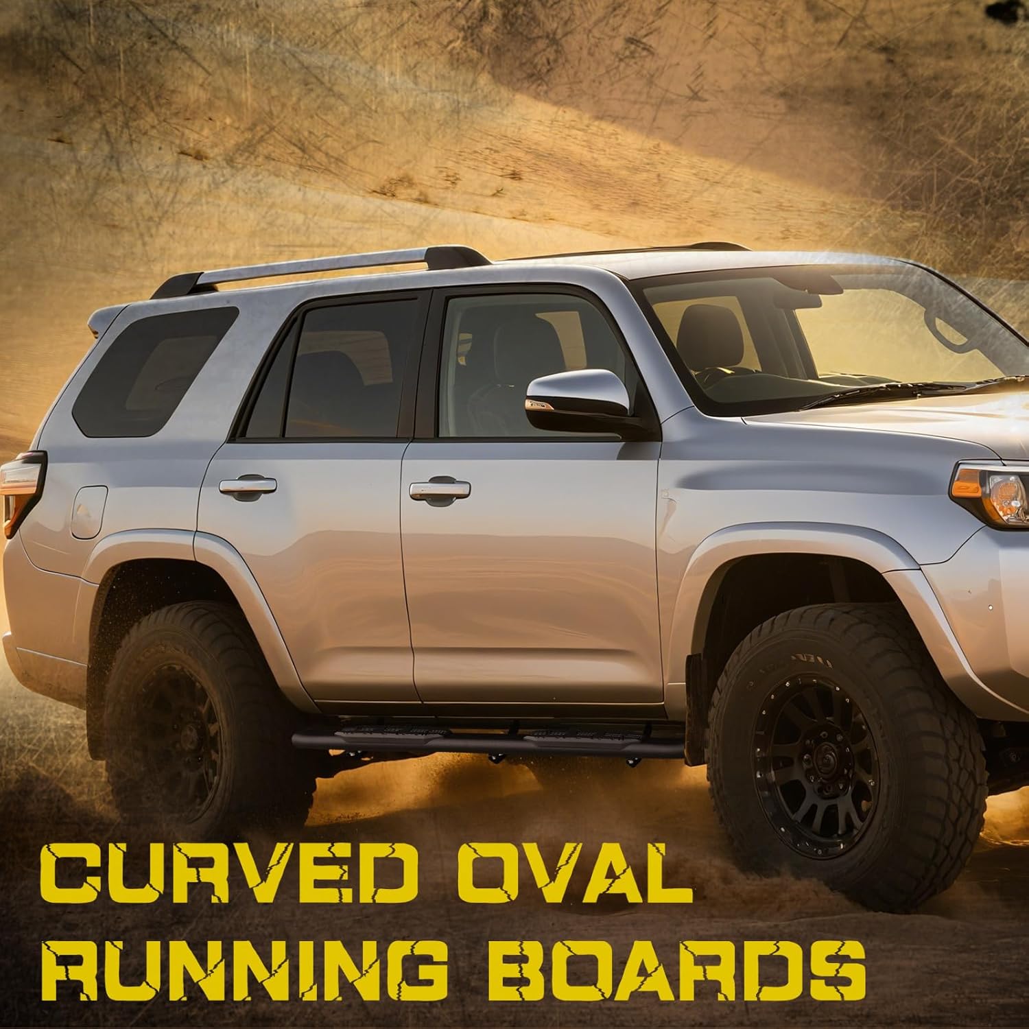 APPEARANCE: The curved oval design of the side steps increases the proper spacing between the step bar and the truck, makes the truck more compatible with the side steps.