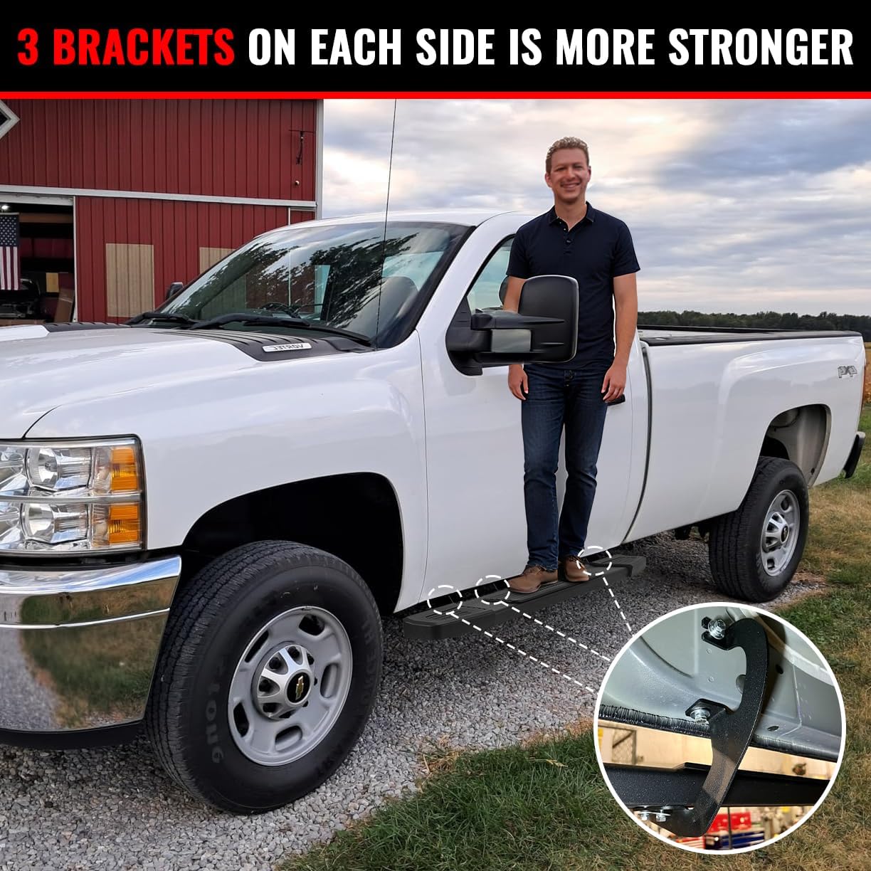 This running boards Is newly designed. The bottom slider position can adjust position on vehicle forward & backwards for better customization.