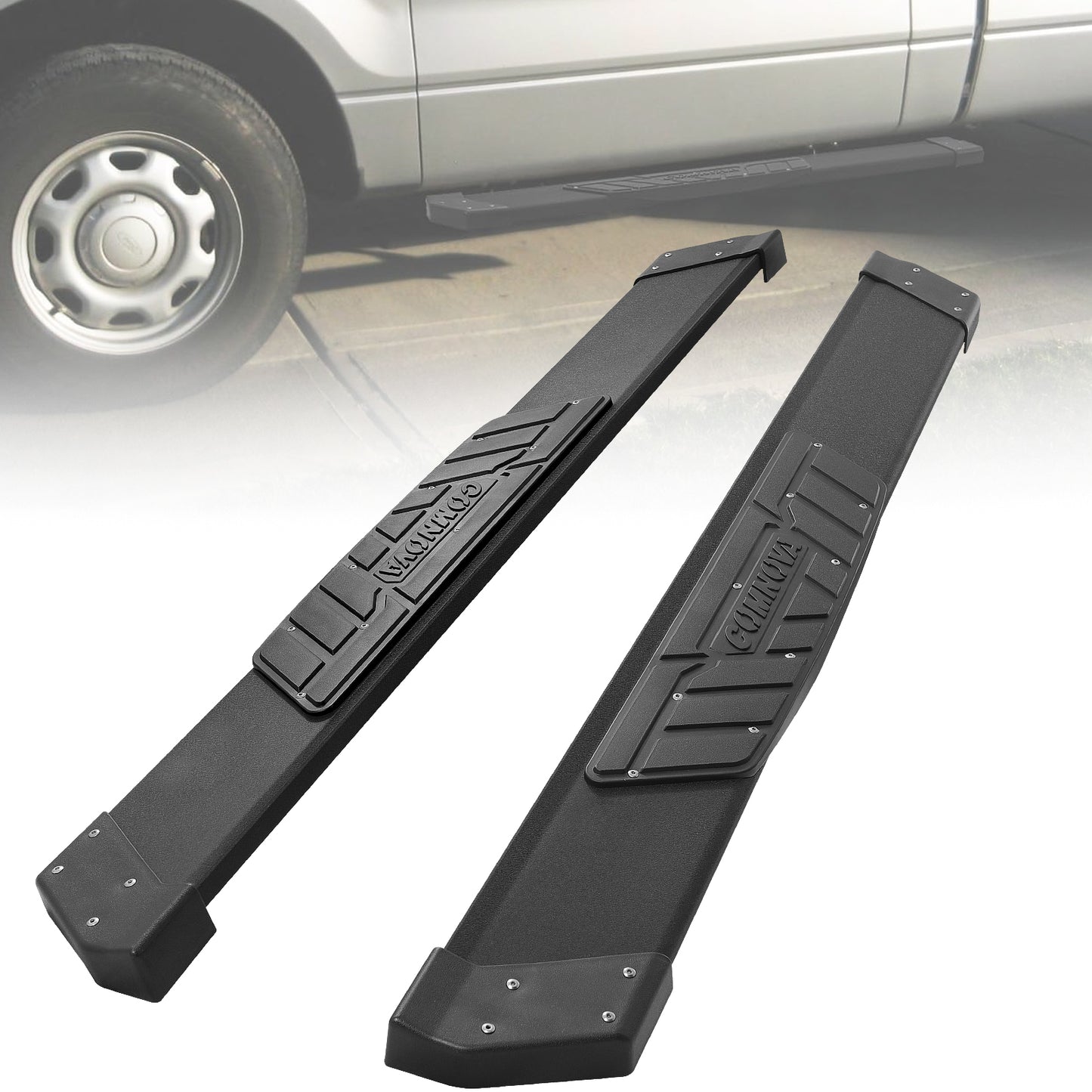 Aluminum Running Boards Compatible with 2019-2024 Chevy Silverado/Sierra 1500 £¦ 2020-2024 2500HD 3500HD Regular Cab K65 Style.