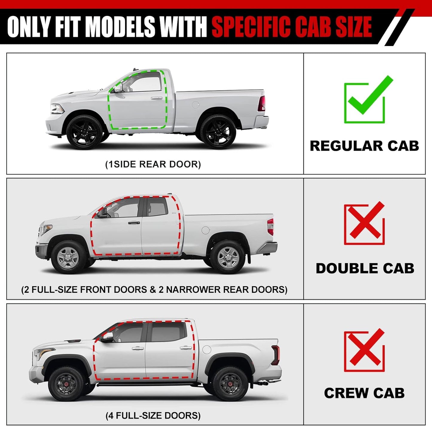 Running Boards Compatible with 2017-2024 Ford F250 F350 Superduty Regular/Standard/Single Cab H6 Style.- COMNOVA AUTOPART