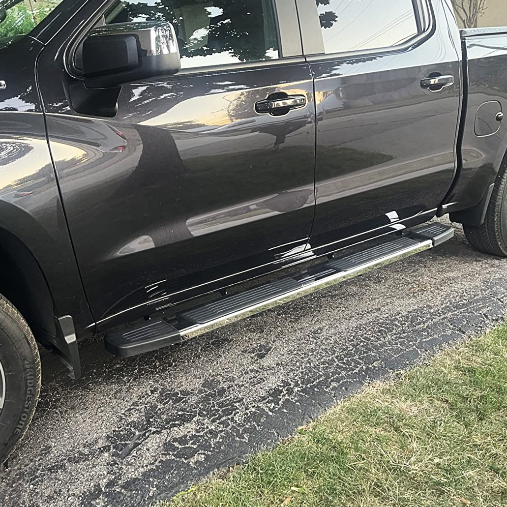 Running Boards Compatible with 2019-2024 Chevy Silverado/GMC Sierra 1500 Crew Cab, 2020-2024 Silverado/Sierra 2500HD 3500HD Crew Cab S6 Style.- COMNOVA AUTOPART