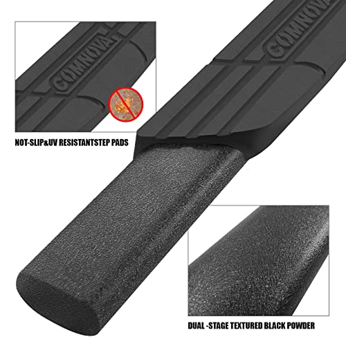 COMNOVA 4.5" Running Boards Compatible with 2007-2018 Chevy Silverado/GMC Sierra 1500 2500HD 3500HD Crew Cab, 2019 Chevy Silverado/GMC Sierra 2500HD 3500HD, Oval Texturel Nerf Bars 8X Style. - COMNOVA AUTOPART