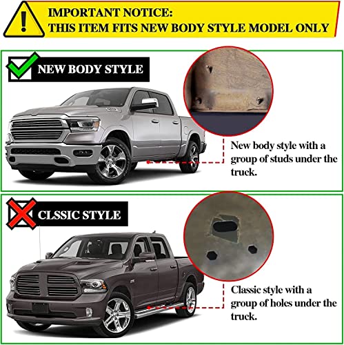COMNOVA 4.3" Running Boards Compatible with 2019-2024 Dodge Ram 1500 New Body Style Crew Cab. Oval Texturel Step Rails Side Steps 9X Style. - COMNOVA AUTOPART
