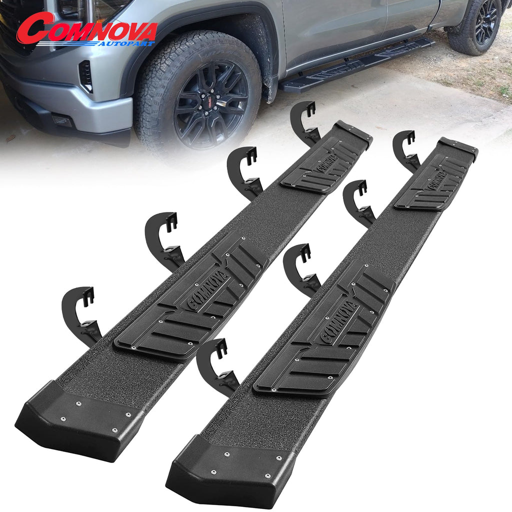 COMNOVA Running Boards 6.5 Inches Compatible with 2007-2018 Chevy Silverado/GMC Sierra 1500 & 2500HD 3500HD Crew Cab, 2019 Silverado/Sierra 2500HD 3500HD Crew Cab K65 Style.- COMNOVA AUTOPART