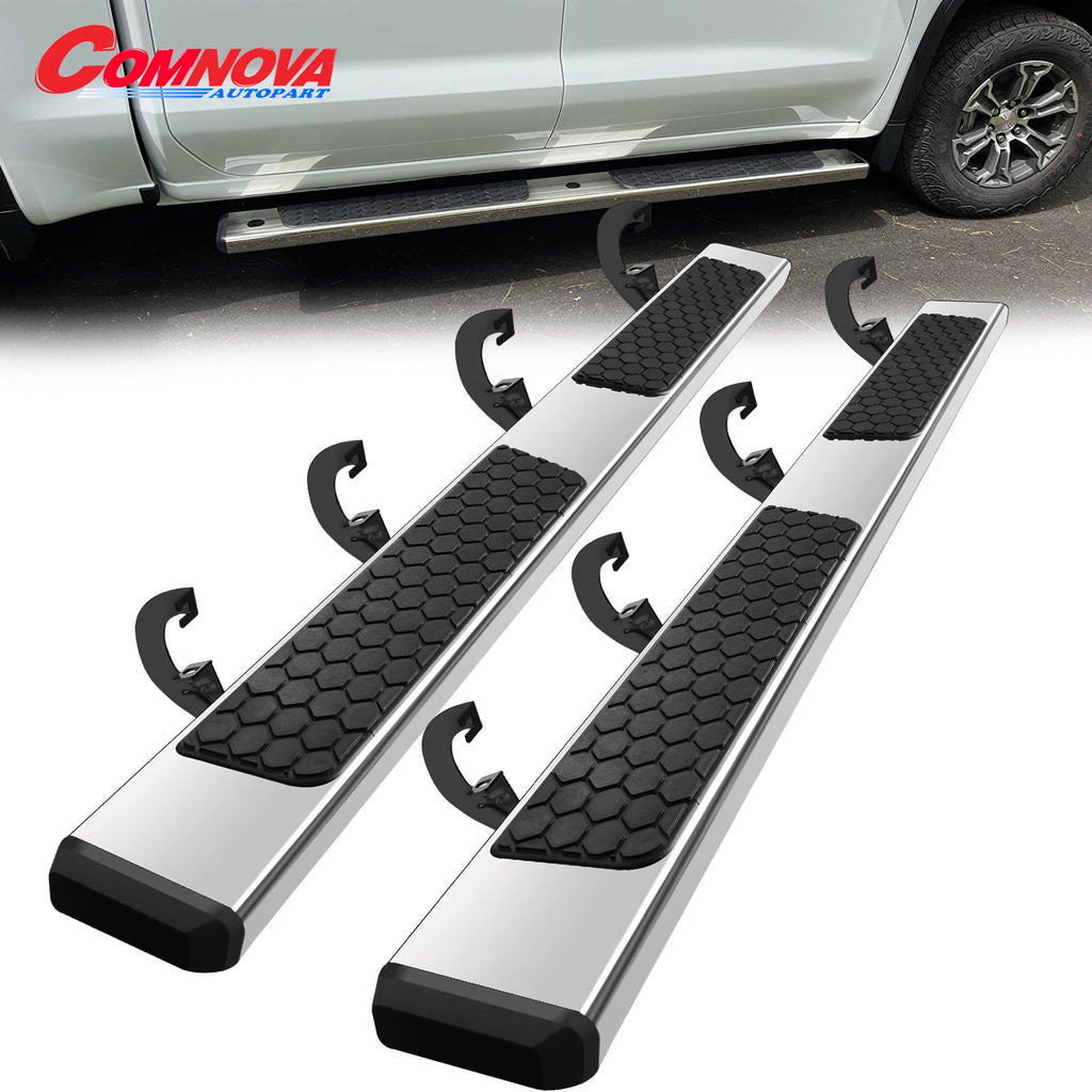 Stainless Steel Running Boards for 2019-2024 Chevy Silverado/GMC Sierra 1500 Crew Cab & 2020-2024 Siverado/Sierra 2500HD 3500HD Crew Cab DH6 Style. - COMNOVA AUTOPART