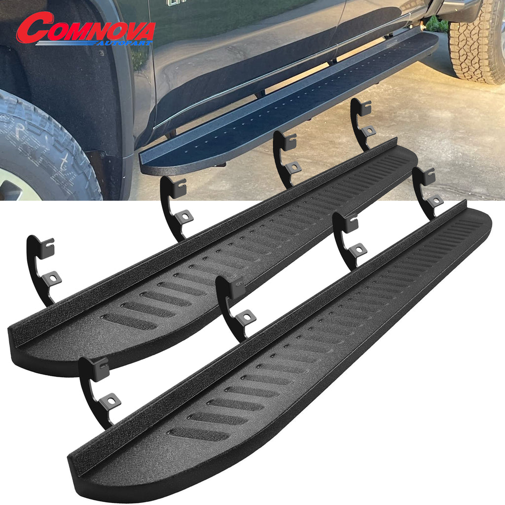 Running Boards Compatible with 2019-2024 Silverado/Sierra 1500, 2020-2024 Silverado/Sierra 2500 3500 Crew Cab (4 Full Size Door), Side Steps D7 Style. - COMNOVA AUTOPART