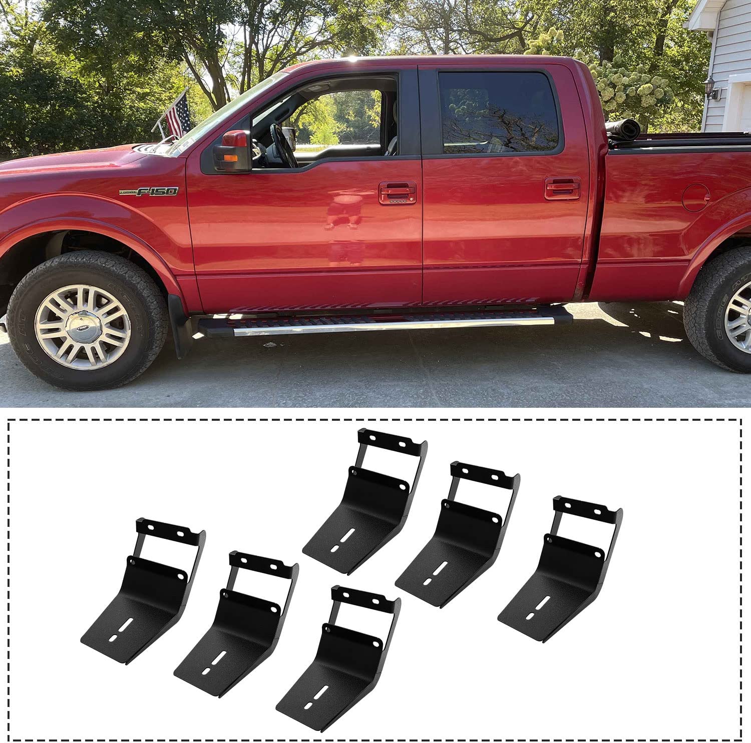 Running Boards for 15-24 Ford F150 Crew Cab(4 Full Size Doors) Side Steps V6 Style.- COMNOVA AUTOPART