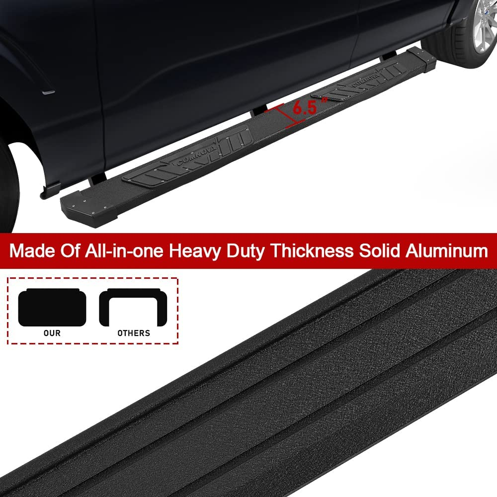 Aluminum Running Boards for 2015-2024 Ford F150 Crew Cab K65 Style.- COMNOVA AUTOPART