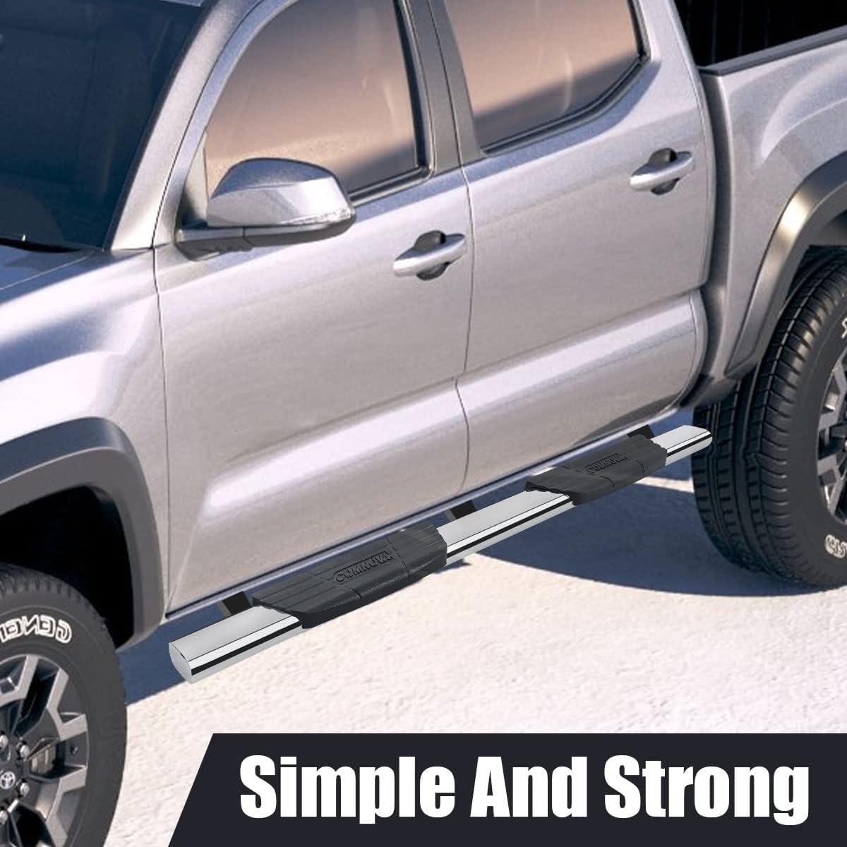 COMNOVA 4.5" Running Boards Compatible with 2007-2018 Chevy Silverado/GMC Sierra 1500 2500HD 3500HD Crew Cab, 2019 Chevy Silverado/GMC Sierra 2500HD 3500HD, Oval Texturel Nerf Bars 8X Style. - COMNOVA AUTOPART