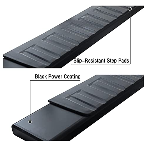 Black Running Boards Compatible with 2017-2024 Ford F250 Superduty Super Cab H6 Style.- COMNOVA AUTOPART