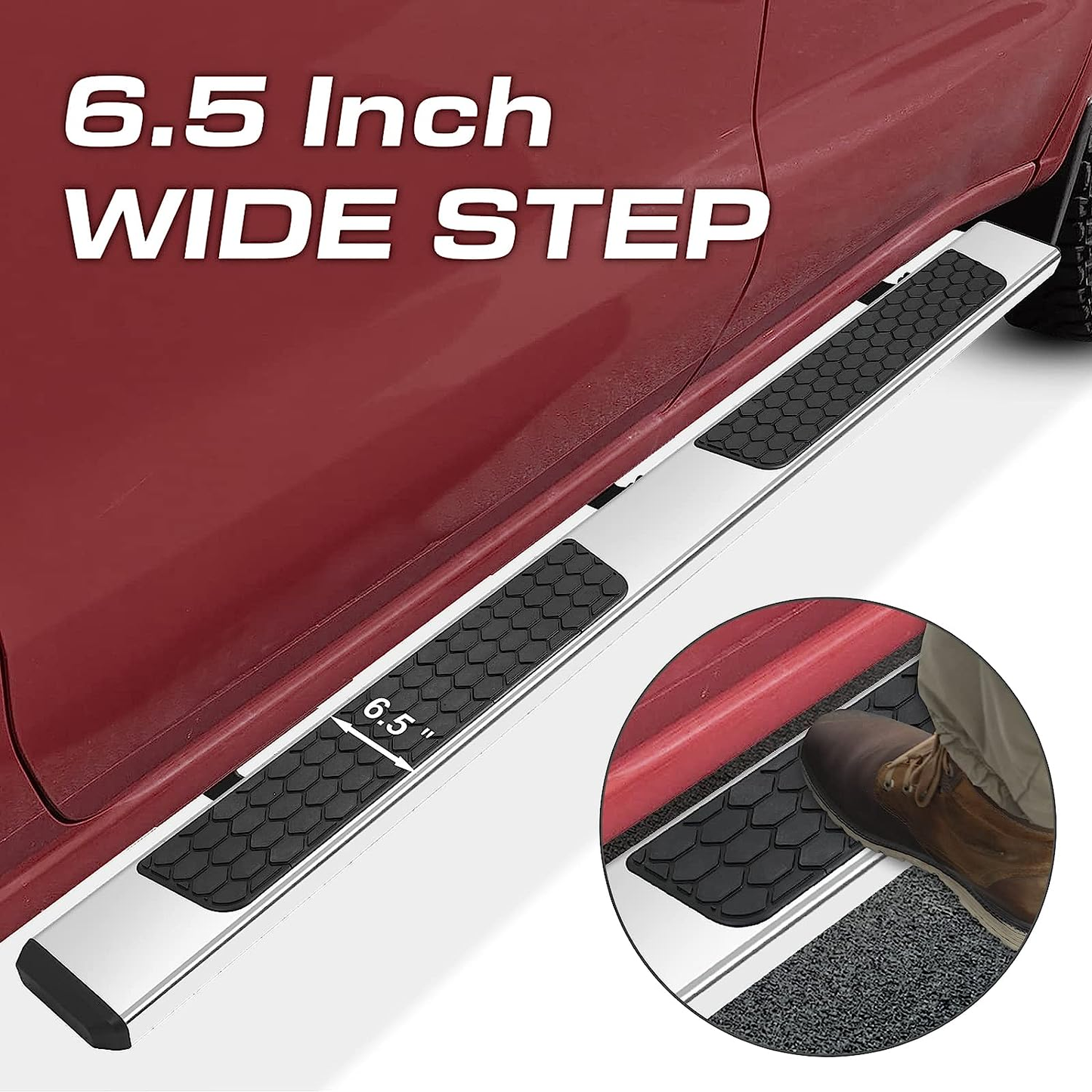 Stainless Steel Running Boards Compatible with 2007-2018 Chevy Silverado/GMC Sierra 1500 2500 3500 Crew Cab & 2019 Silverado/Sierra 2500HD 3500HD Crew Cab DH6 Style.-COMNOVA AUTOPART