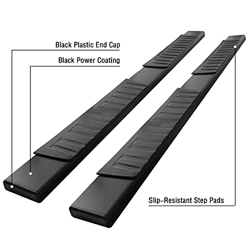 Black Running Boards Compatible with 2017-2024 Ford F250 Superduty Super Cab H6 Style.- COMNOVA AUTOPART