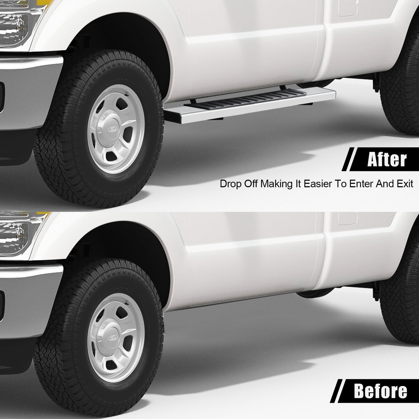 Running Boards Compatible with 1999-2016 Ford F250 F350 Superduty Regular Cab H6 Style. - COMNOVA AUTOPART