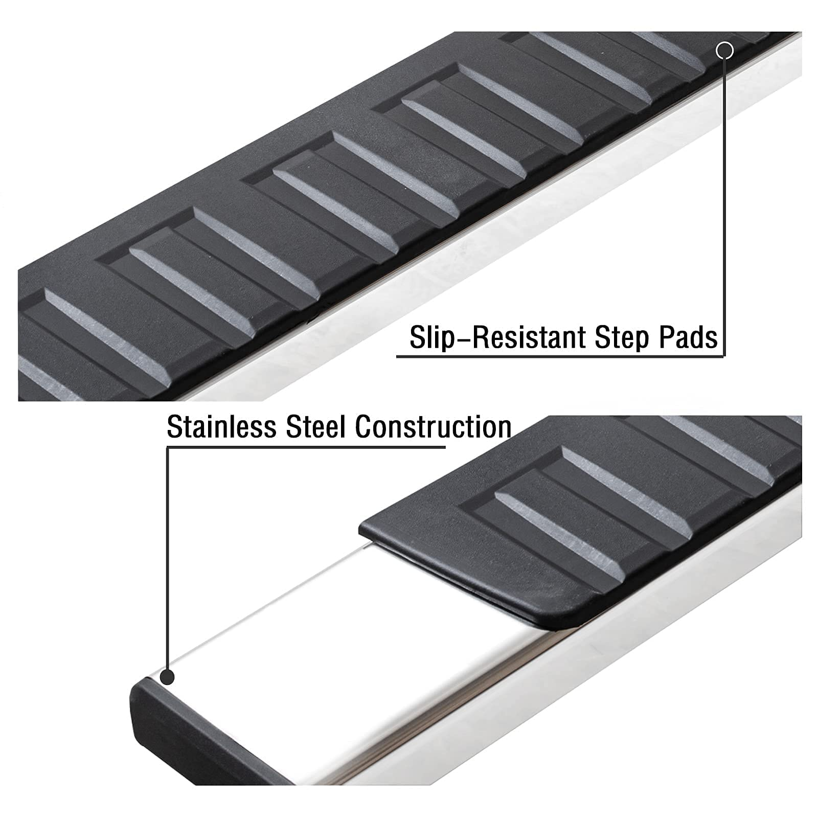 Running Boards Compatible with 1999-2016 Ford F250 Superduty Crew Cab(4 Full Size Doors) Side Steps H6 Style. - COMNOVA AUTOPART