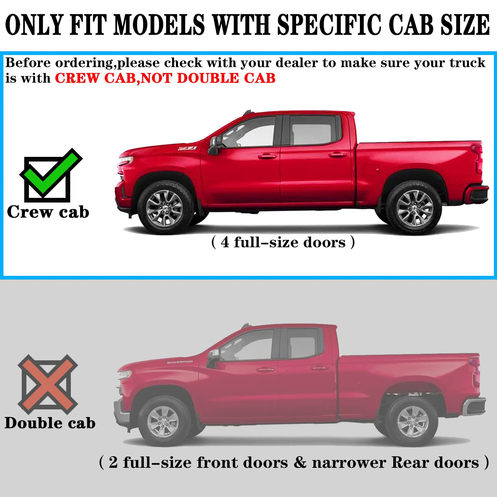 Running Boards for 2007-2018 Chevy Silverado/GMC Sierra 1500 2500 3500 Crew Cab & 2019 1500LD 2500HD 3500HD Crew Cab D6 Style. - COMNOVA AUTOPART