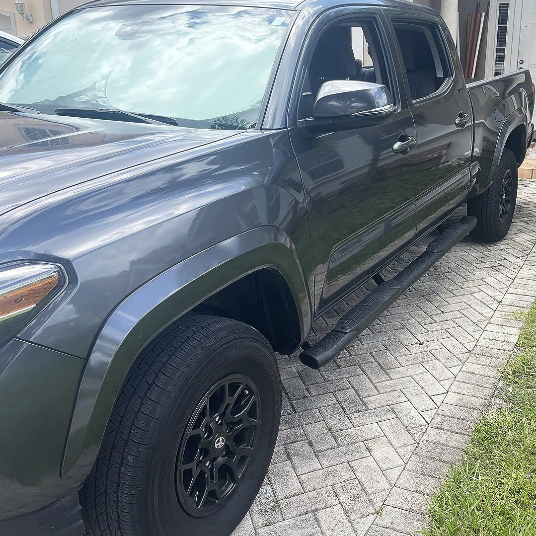Running Boards Compatible with 2024 Toyota Tacoma Double with 4 Full-Size Doors. 4.3 Inches Oval Nerf Bars 5X Style. - COMNOVA AUTOPART