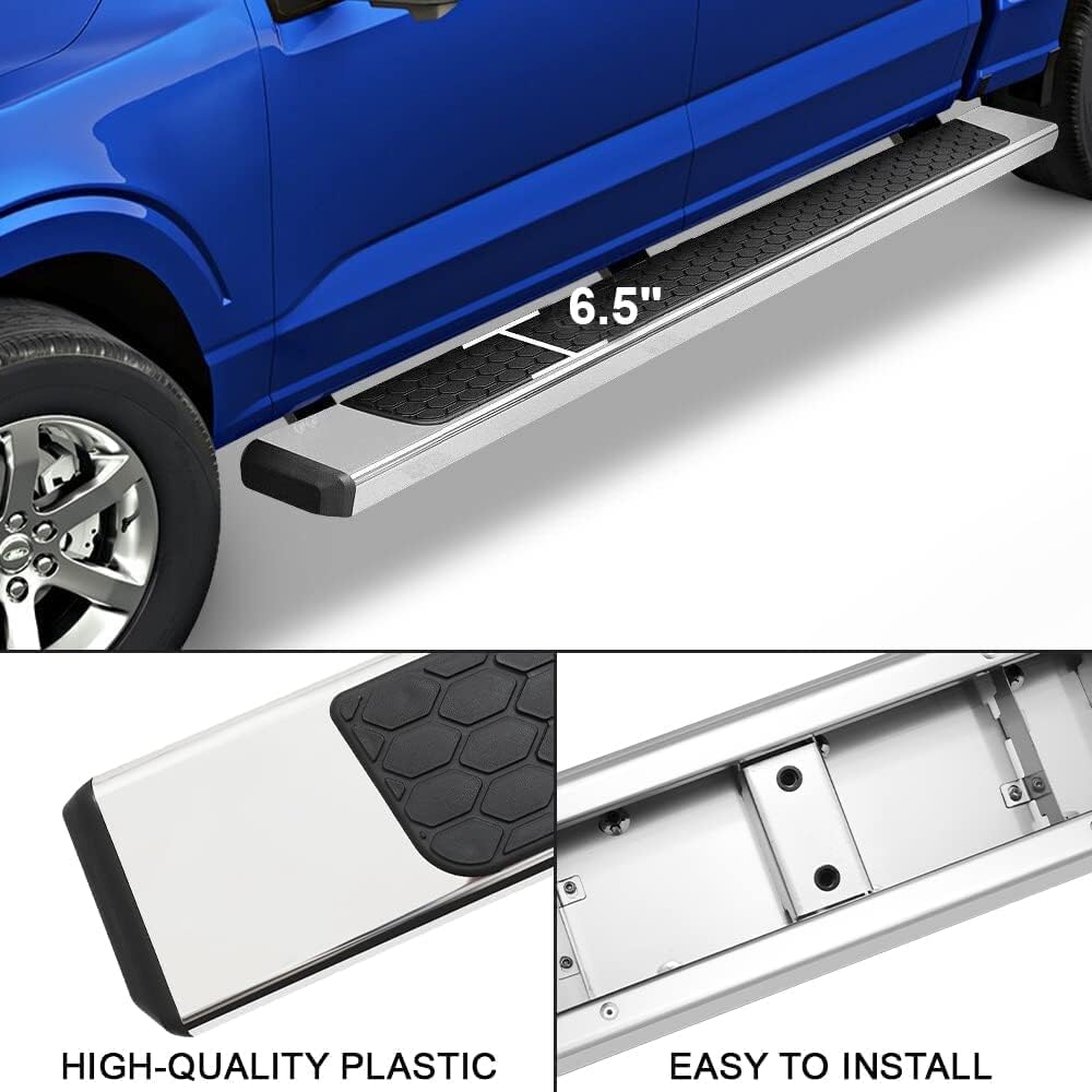 Stainless Steel Running Boards for 2018-2024 Jeep Wrangler JL 4 Doors D6 Style. - COMNOVA AUTOPART