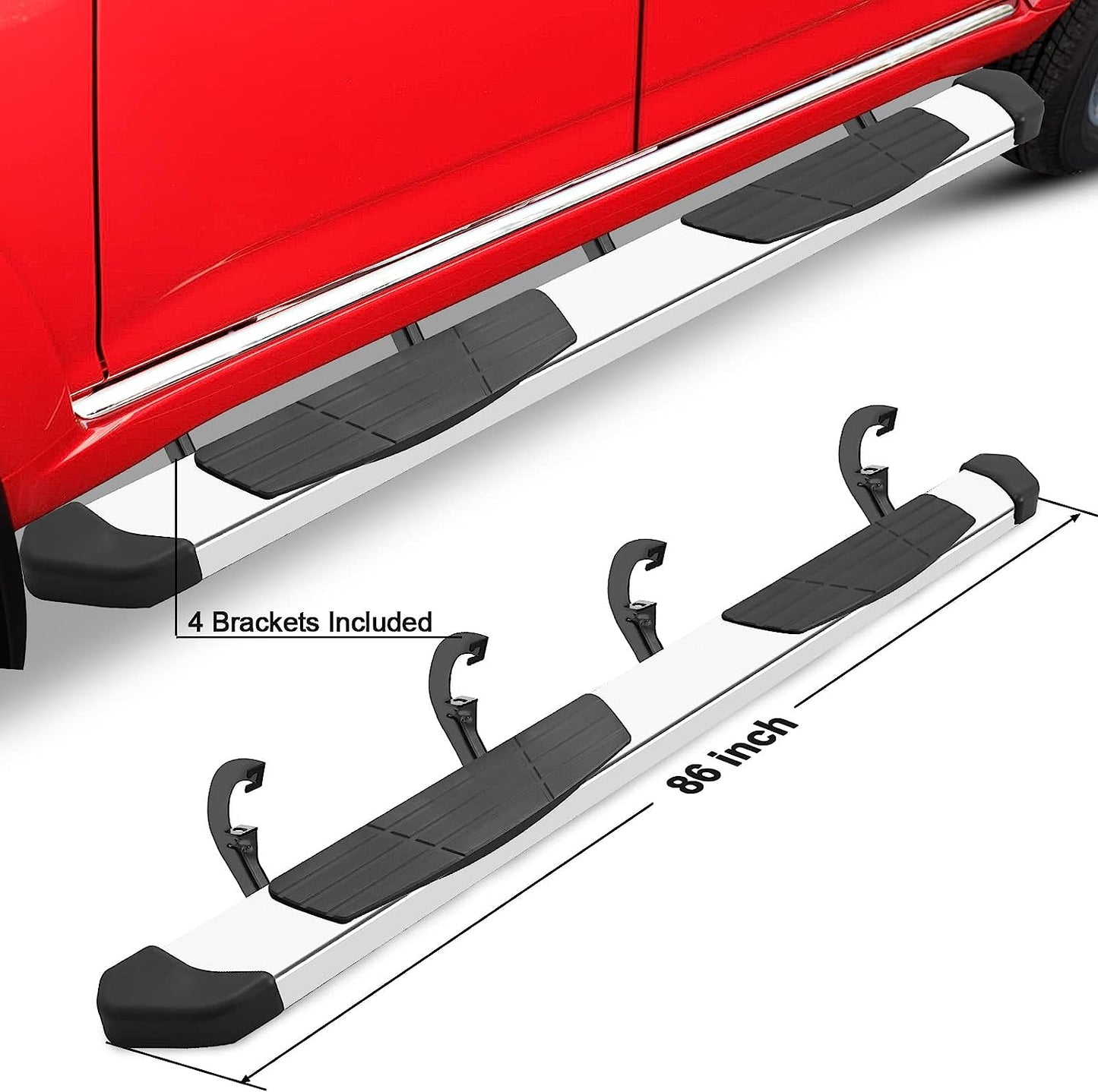 6.5” Running Boards Compatible with 2019-2023 Chevy Silverado/GMC Sierra 1500|2020-2023 Silverado/Sierra 2500 3500 Crew Cab, Stainless Steel Side Steps T6 Style. - COMNOVA AUTOPART