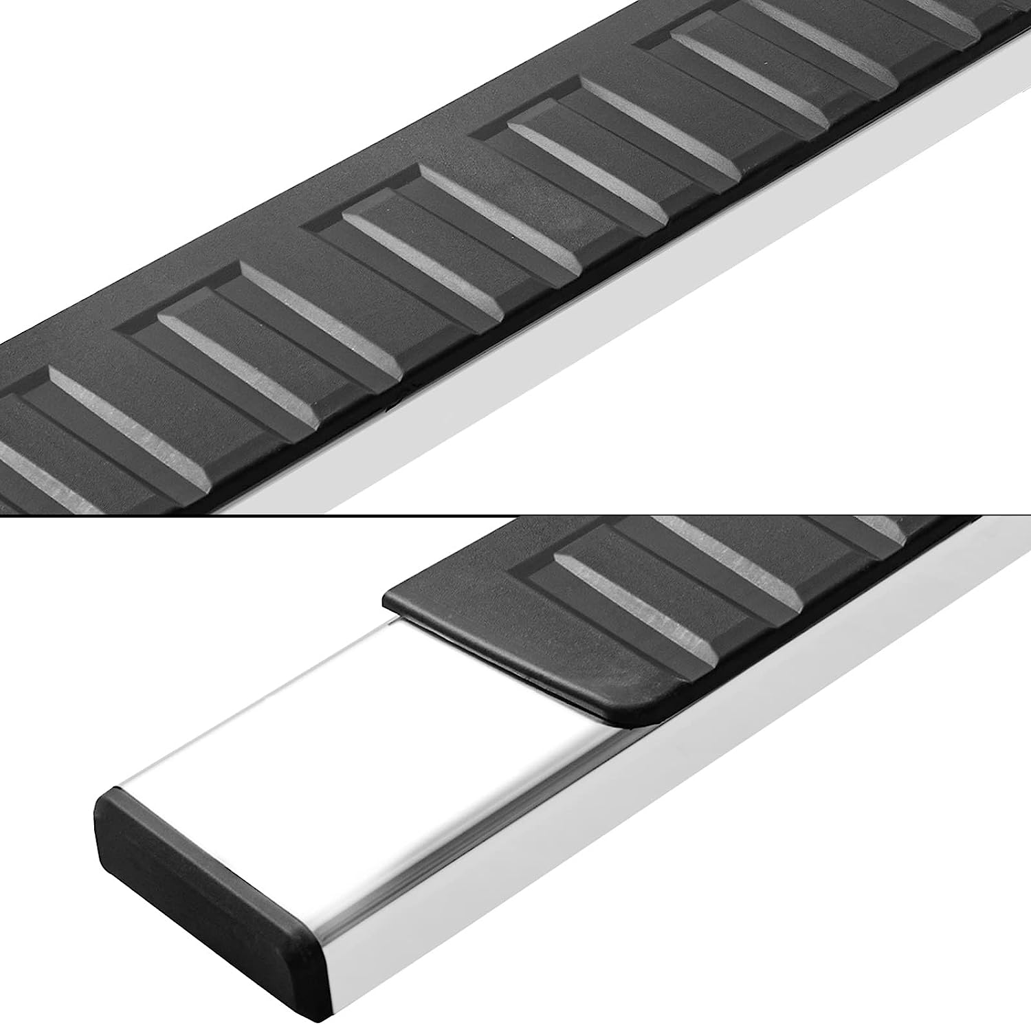 Running Boards Compatible with 2019-2024 Chevy Silverado/Gmc Sierra 1500 ; 2022-2024 2500 / 3500 Regular Cab, Stainless Steel Side Steps H6 Style. - COMNOVA AUTOPART