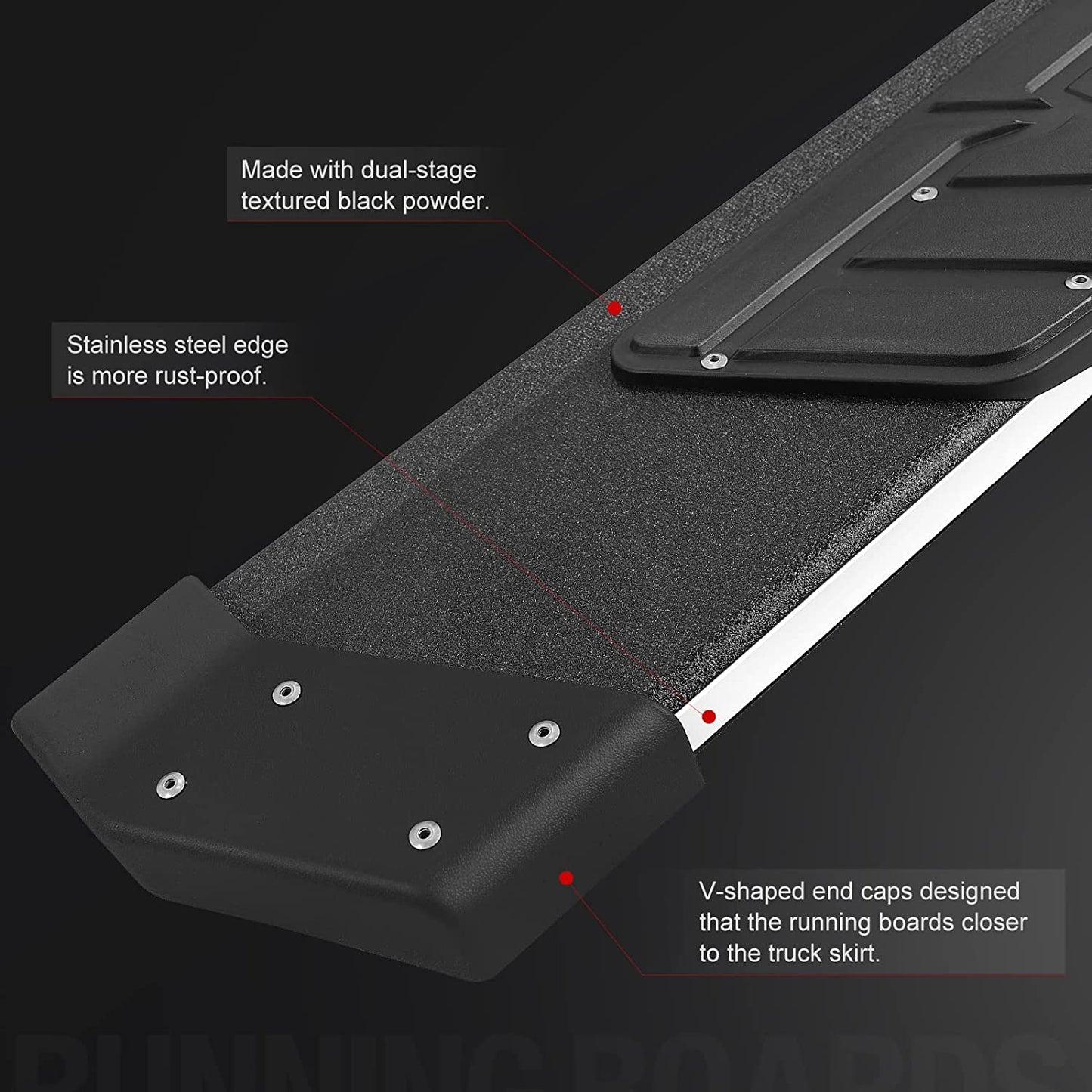 Running Boards for 2022-2024 Toyota Tundra CrewMax Cab K65R Style.- COMNOVA AUTOPART