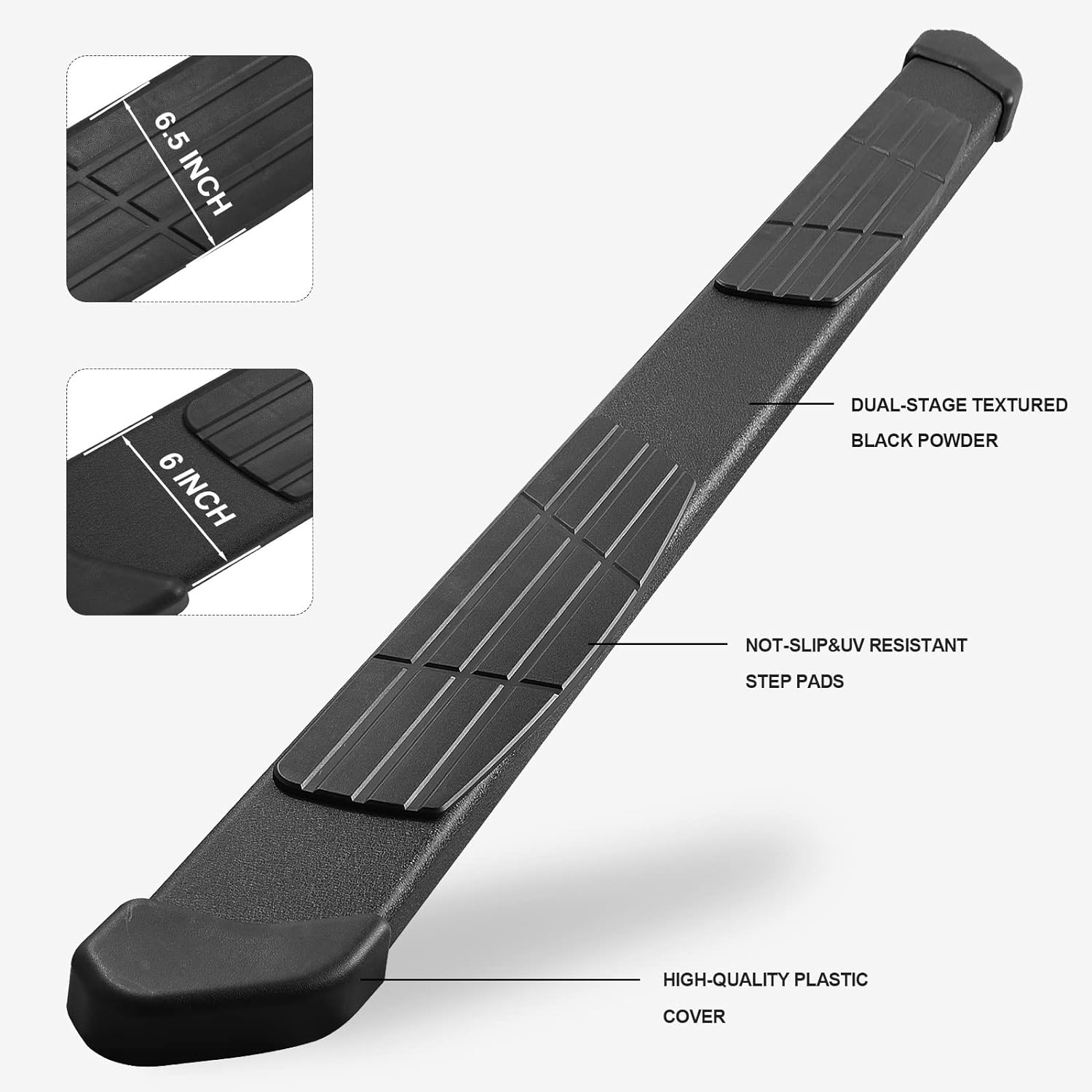 6.5 Inches Black Running Boards for 2024 Toyota Tacoma Double Cab with 4 Full-Size Doors. Side Steps Running Boards for Toyota Tacoma Made with Carbon Steel.-COMNOVA AUTOPART