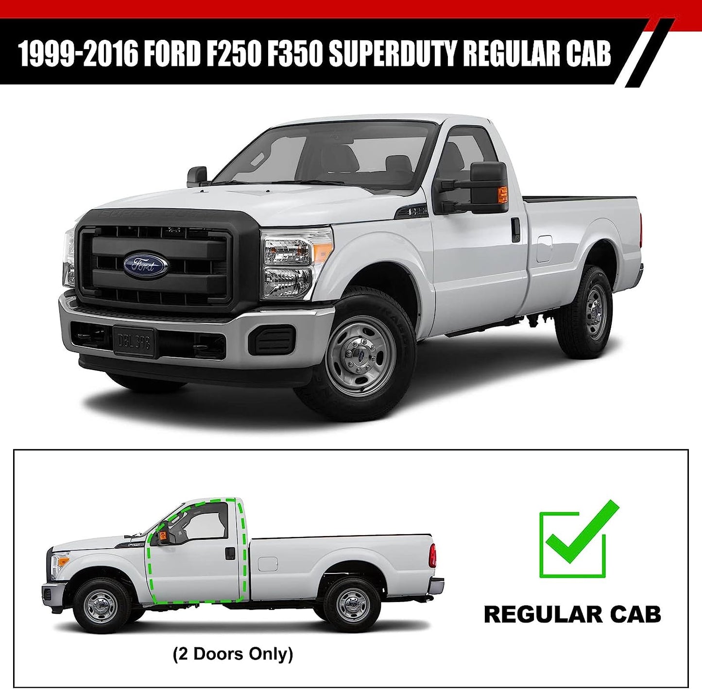 Running Boards Compatible with 1999-2016 Ford F250 F350 Superduty Regular Cab H6 Style. - COMNOVA AUTOPART